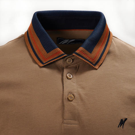 Mish Mash Contrast Border Collar Polo Shirt Oak Thumbnail 2