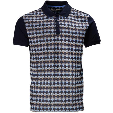 Mish Mash Retro Sixties Jacquard Polo Shirt Navy