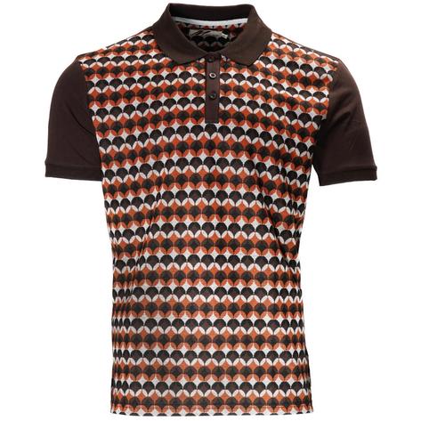 Mish Mash Retro Sixties Jacquard Polo Shirt Dk Oak Thumbnail 1