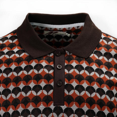 Mish Mash Retro Sixties Jacquard Polo Shirt Dk Oak Thumbnail 2