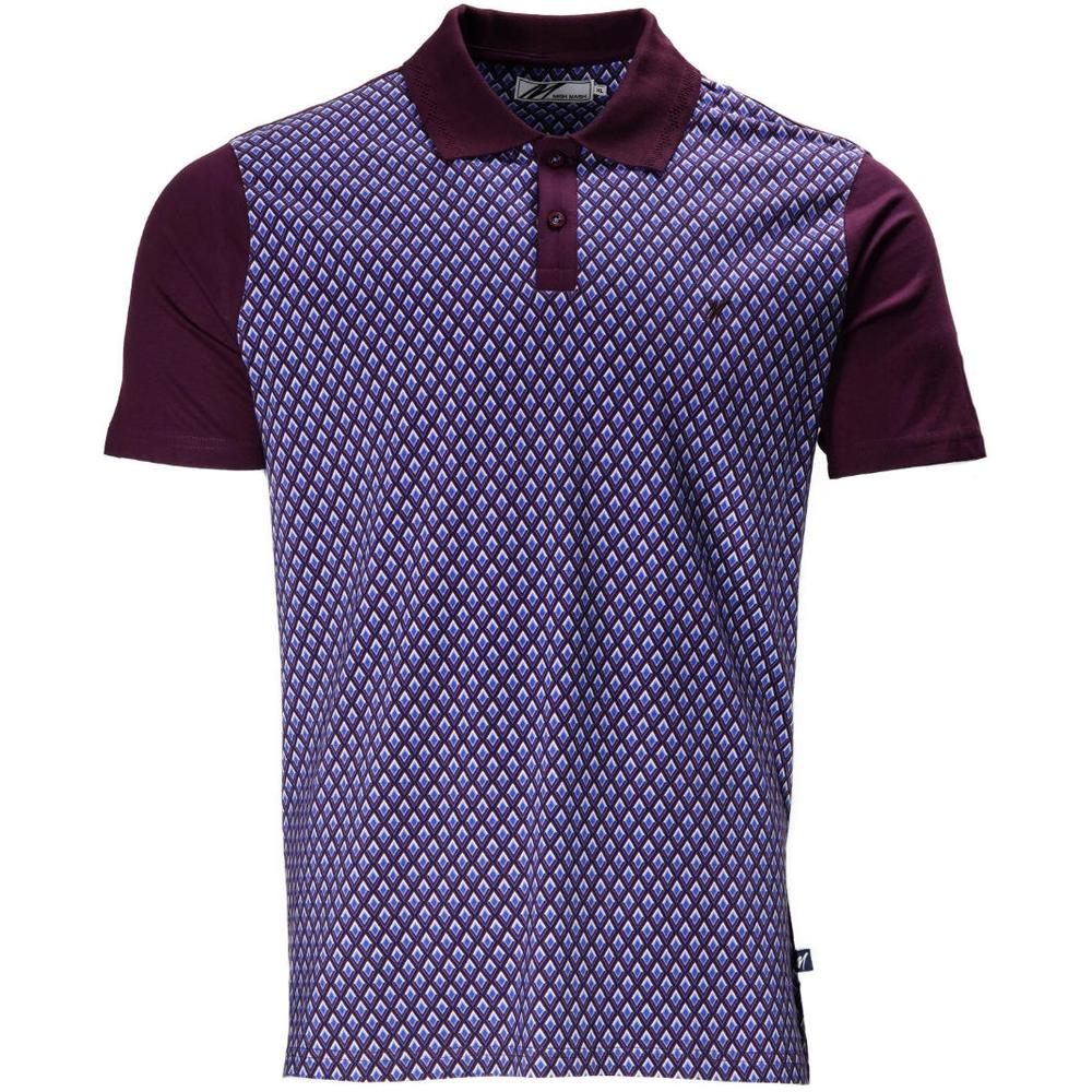 Mish Mash Retro Diamond Print Cotton Polo Shirt Plum