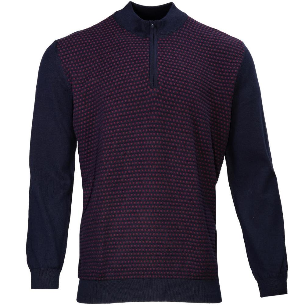 Mish Mash 1/4 Zip Square Knit Funnel Neck Jumper Navy