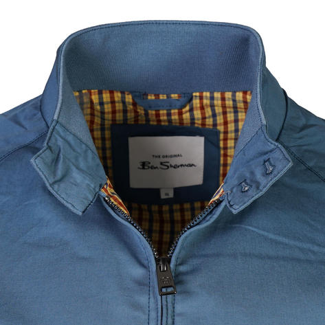 Ben Sherman House Check Lined Harrington Jacket Airforce Blue Thumbnail 2