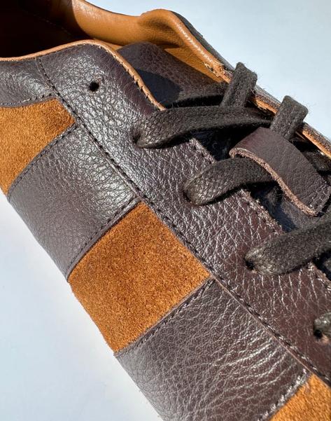 Delicious Junction Leather Chad Retro Trainer Chocolate Thumbnail 4