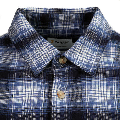 Farah Heavy Cotton Check Overshirt Steel Blue Thumbnail 2