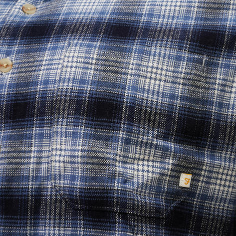 Farah Heavy Cotton Check Overshirt Steel Blue Thumbnail 3