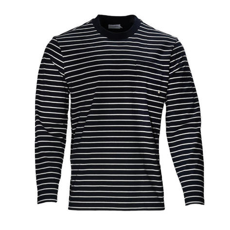Farah Woven Bretton Stripe Long Sleeve T Shirt Navy Thumbnail 1