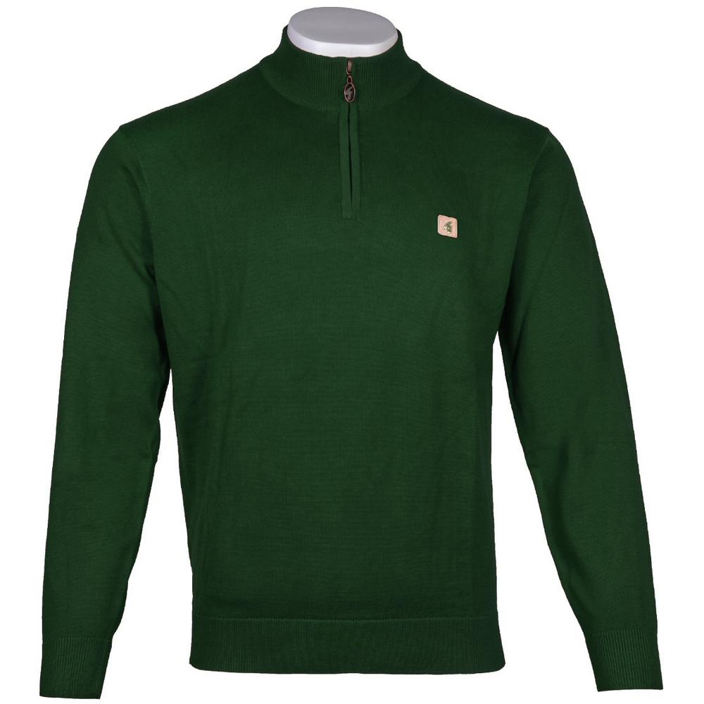 Gabicci Vintage Plain 1/4 Zip Turtle Neck Pullover Forest Green