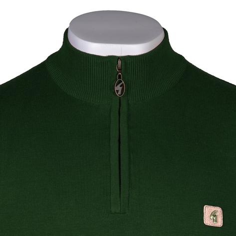 Gabicci Vintage Plain 1/4 Zip Turtle Neck Pullover Forest Green Thumbnail 2