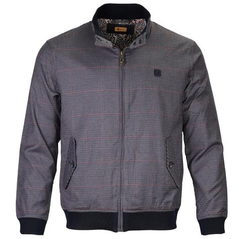 Gabicci Vintage Dogtooth Windowpane Check Harrington Jacket Navy Thumbnail 1