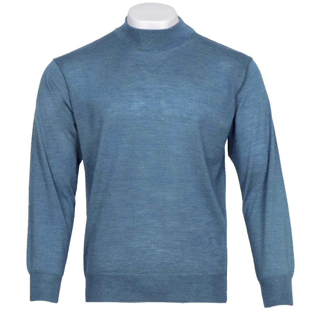 Adaptor Clothing Made in Italy Merino Wool TURTLE Neck Jumper Steel Blue