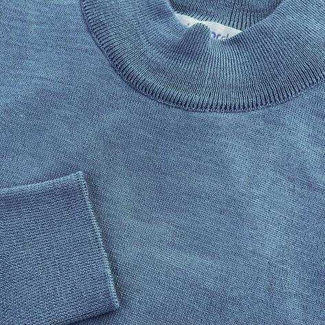 Adaptor Clothing Made in Italy Merino Wool TURTLE Neck Jumper Steel Blue Thumbnail 2