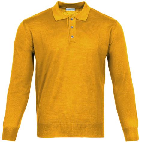 Adaptor Clothing Made in Italy Merino Wool Fine Gauge Knit POLO Harvest Gold Thumbnail 1