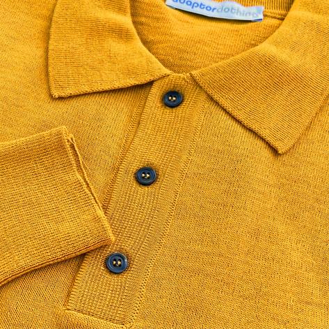 Adaptor Clothing Made in Italy Merino Wool Fine Gauge Knit POLO Harvest Gold Thumbnail 2