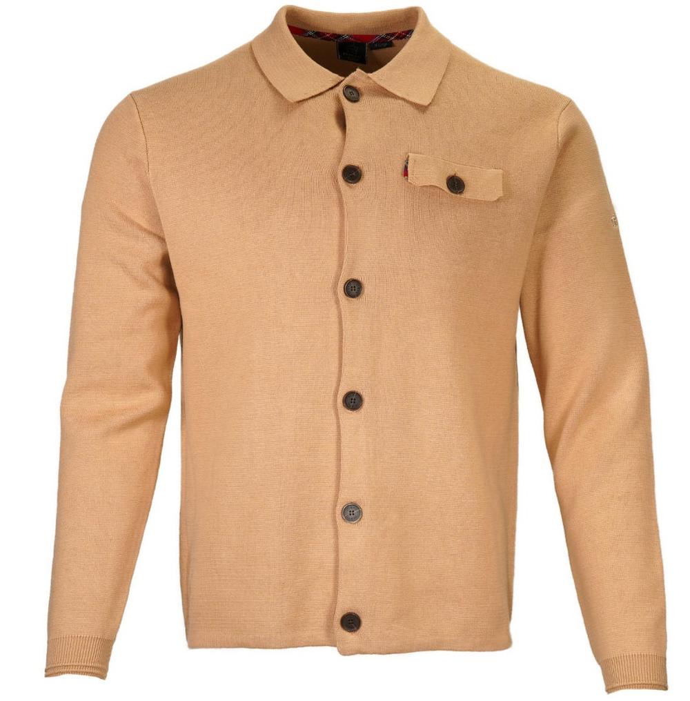 Merc London Button Through Knit Cardigan Sand