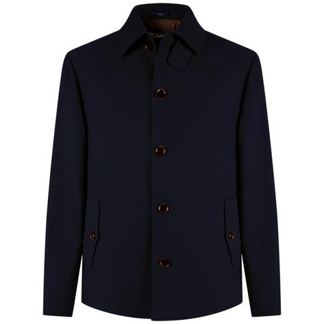 Mish Mash Flannel Car Coat Navy Blue Thumbnail 1