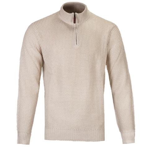 Mish Mash 1/4 Zip Waffle Knit Funnel Neck Jumper Cream Thumbnail 1