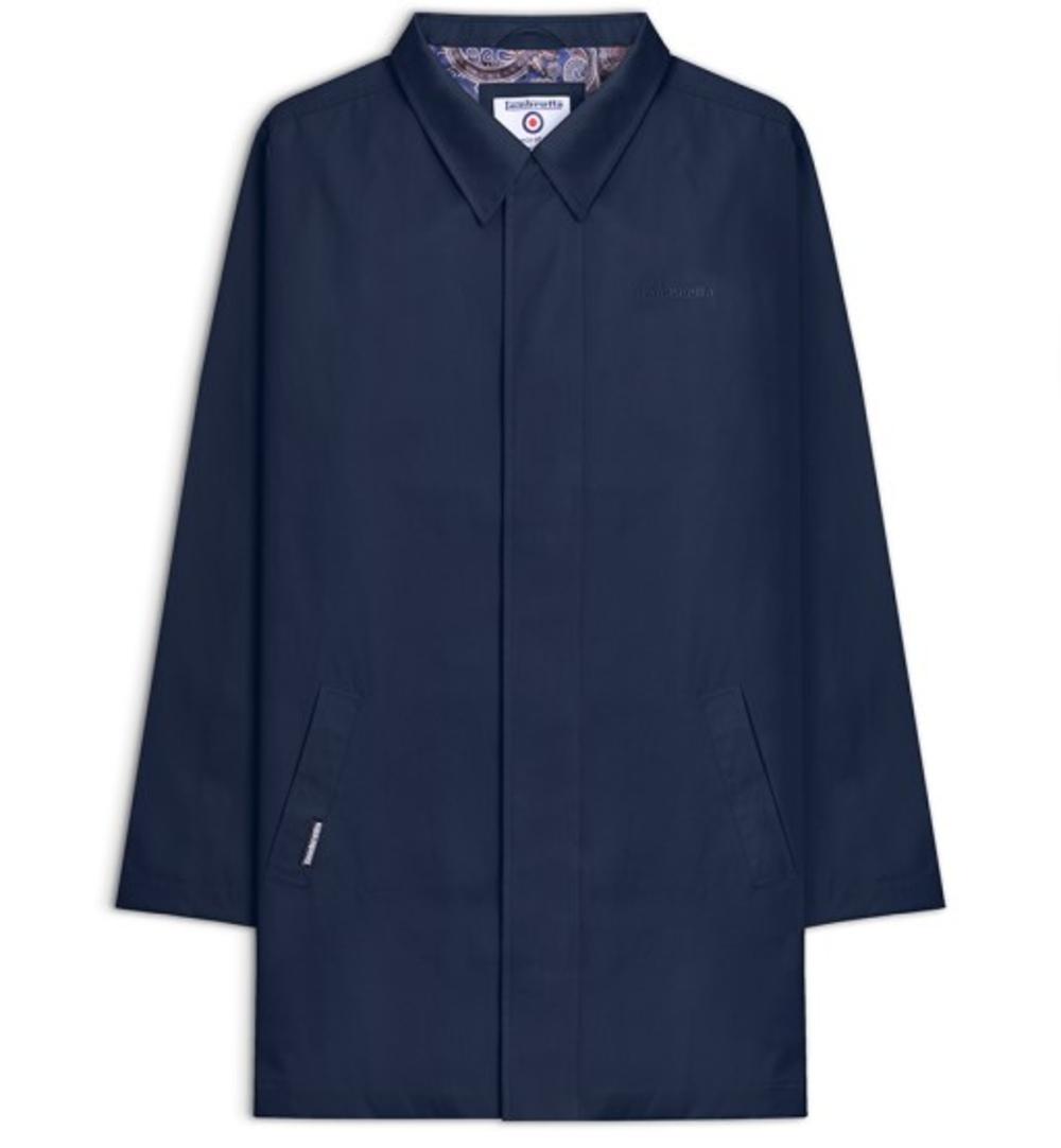 Lambretta Paisley Lined Coated Raincoat Navy