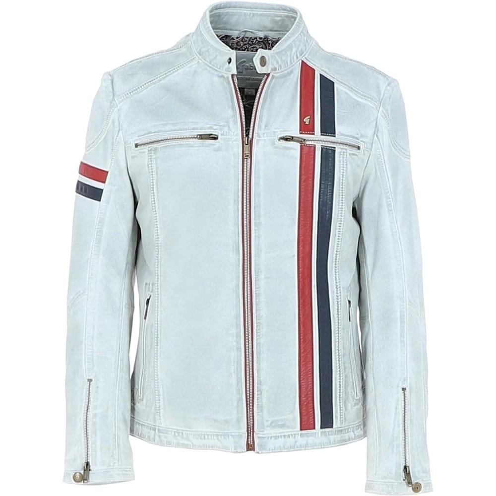 Gabicci Vintage Aged Leather Caf Racer McQueen Jacket
