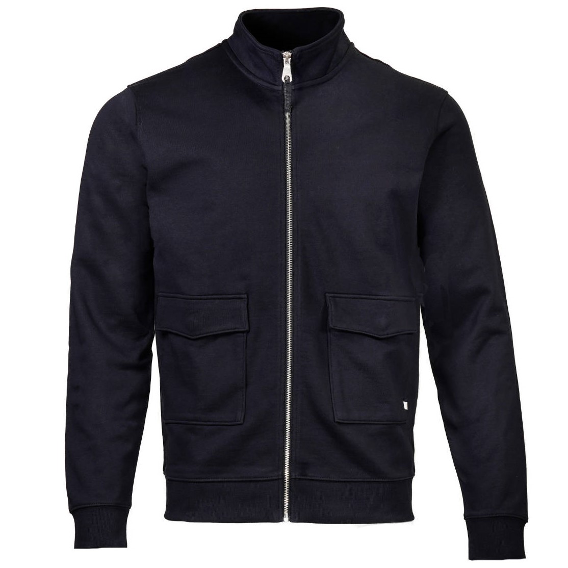 Farah Organic Cotton Full Zip Loopback Sweatshirt Navy Blue | Adaptor ...