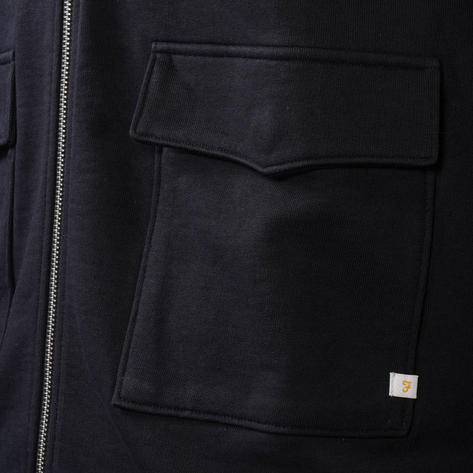 Farah Organic Cotton Full Zip Loopback Sweatshirt Navy Blue Thumbnail 3