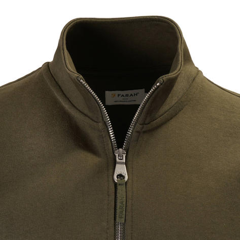 Farah Organic Cotton Full Zip Loopback Sweatshirt Olive Green Thumbnail 2