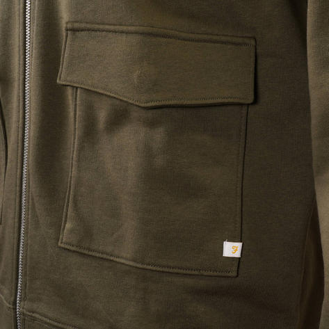 Farah Organic Cotton Full Zip Loopback Sweatshirt Olive Green Thumbnail 3