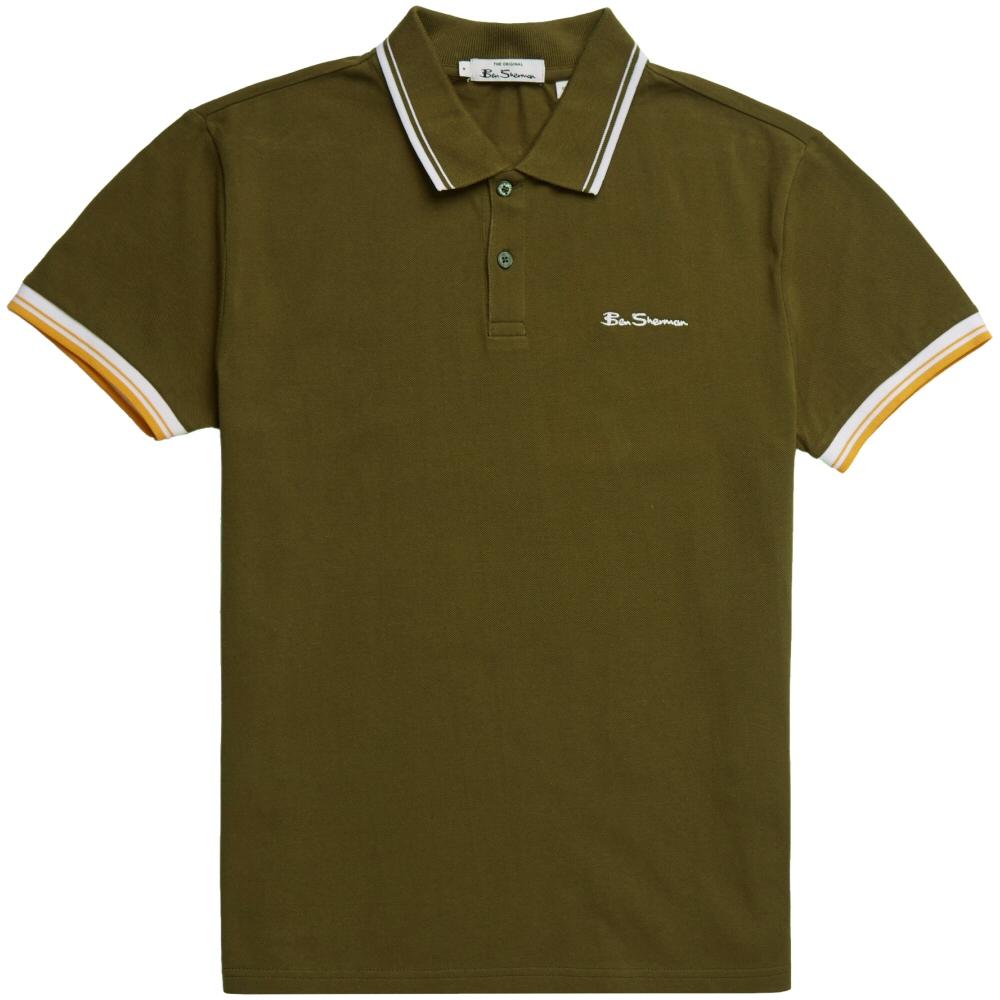 Ben Sherman Twin Tipped Pique Polo Shirt Khaki