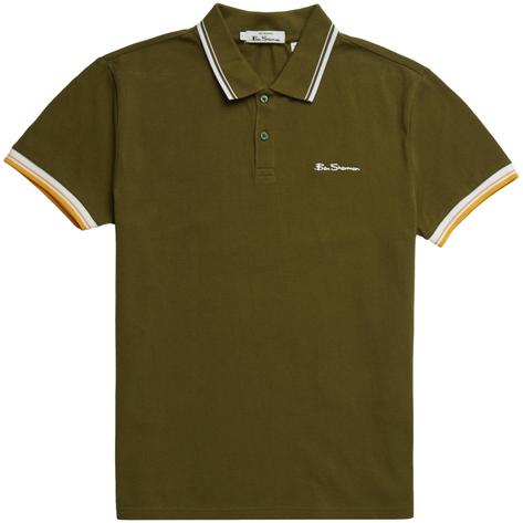 Ben Sherman Twin Tipped Pique Polo Shirt Khaki