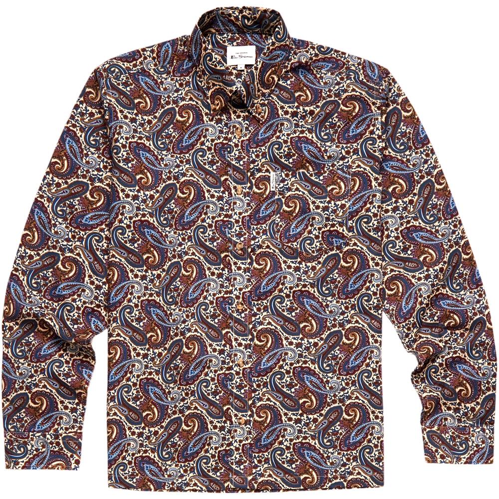 Ben Sherman Long Sleeve Paisley Print Shirt Off White