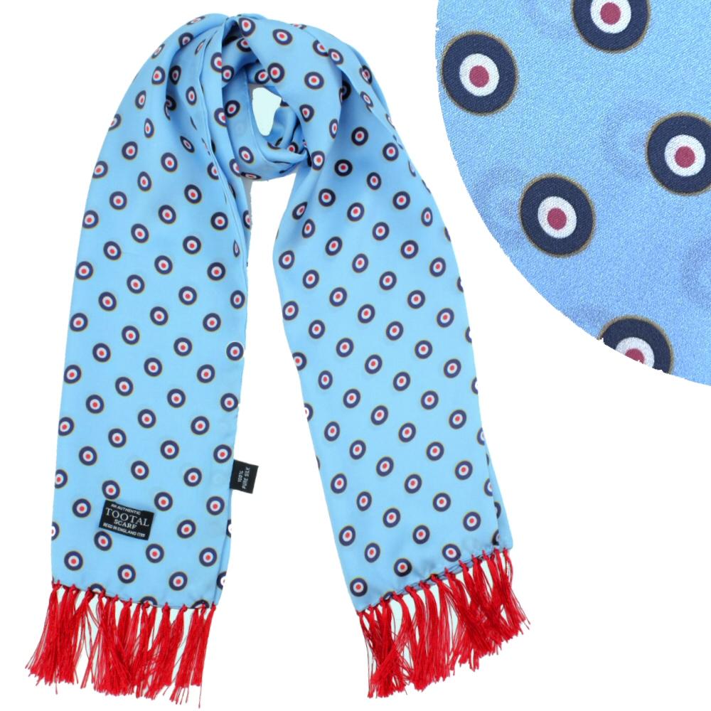 Tootal Mens Printed Silk Scarf Targets Sky Blue Adaptor Clothing