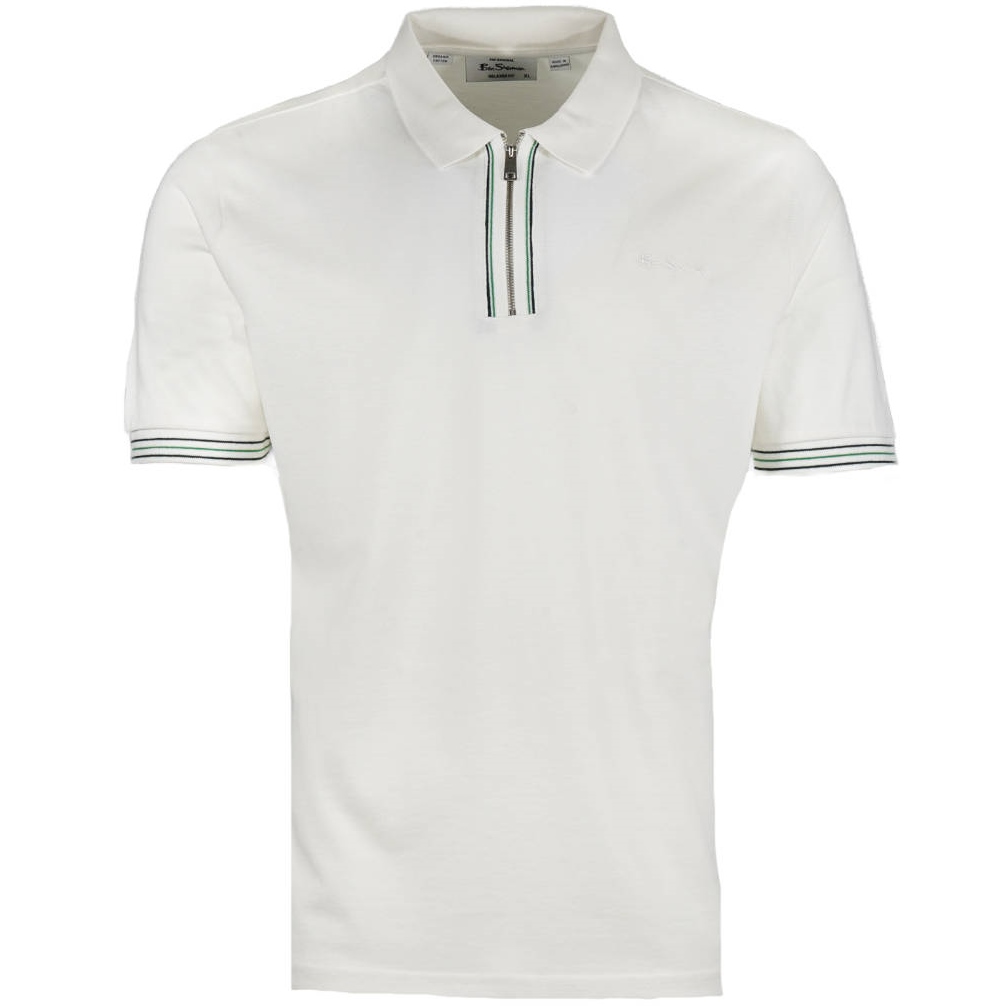 Ben Sherman Tipped Zip Placket Polo Shirt Ecru - Bild 2 von 2