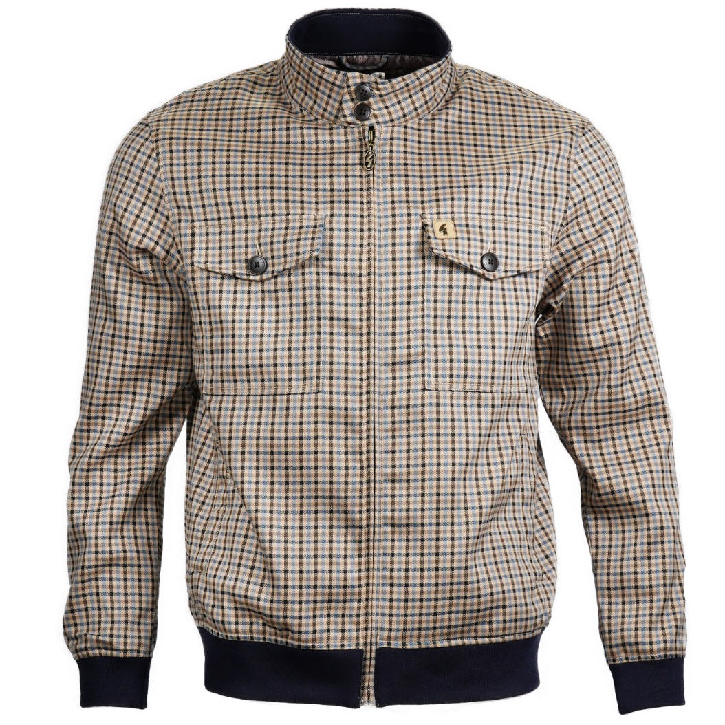 Gabicci Vintage Gun Club Breast Pocket Harrington Jacket Beige - Picture 2 of 2