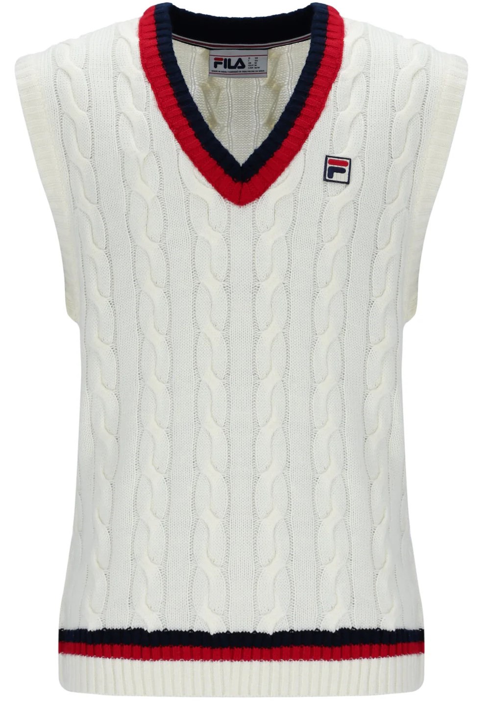Fila Rufus Fine Gauge Cable Knit Vest Tank Top Off White - Picture 2 of 2