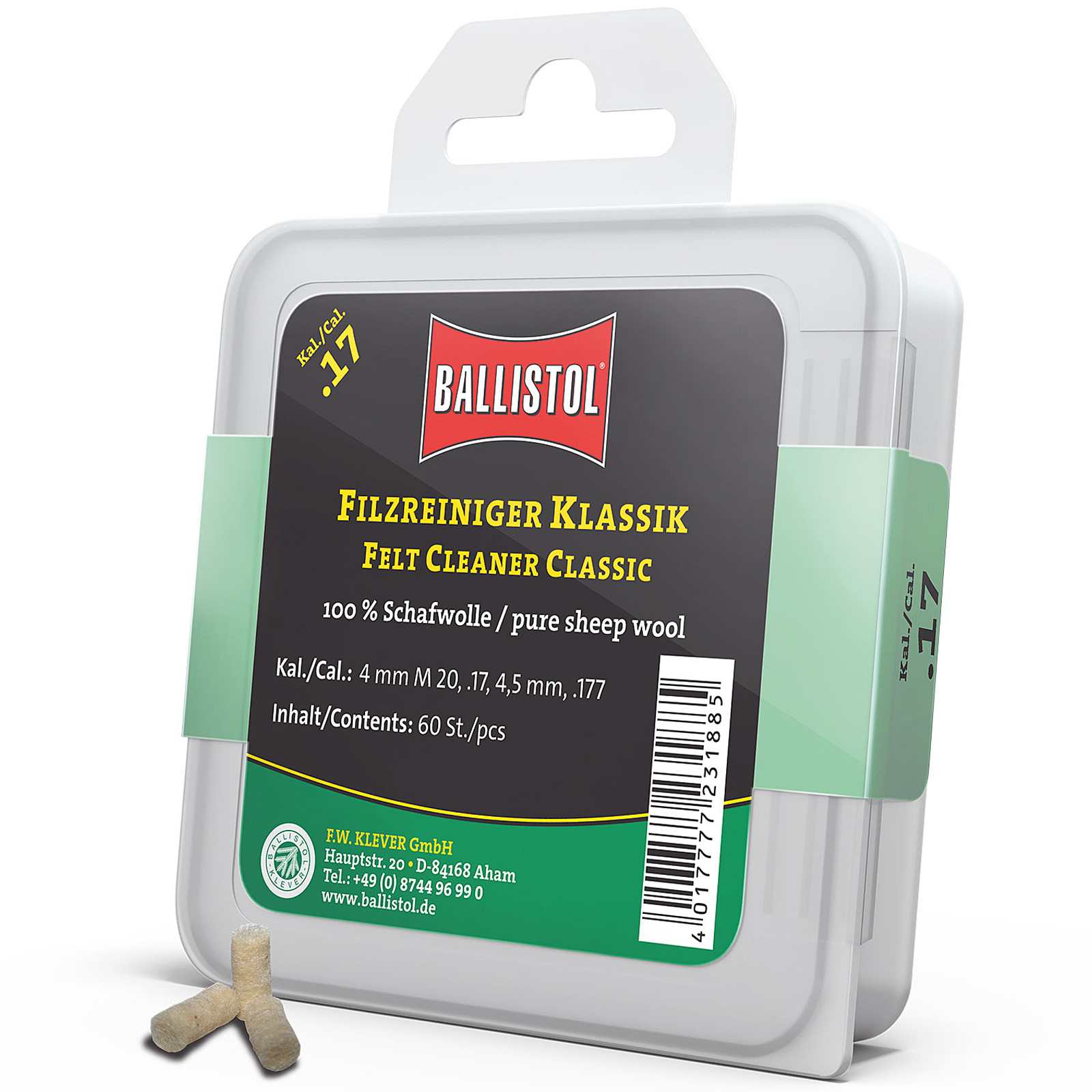Ballistol Felt Quick Barrel Cleaning Felt Air Gun Pellets .177 60 Pack