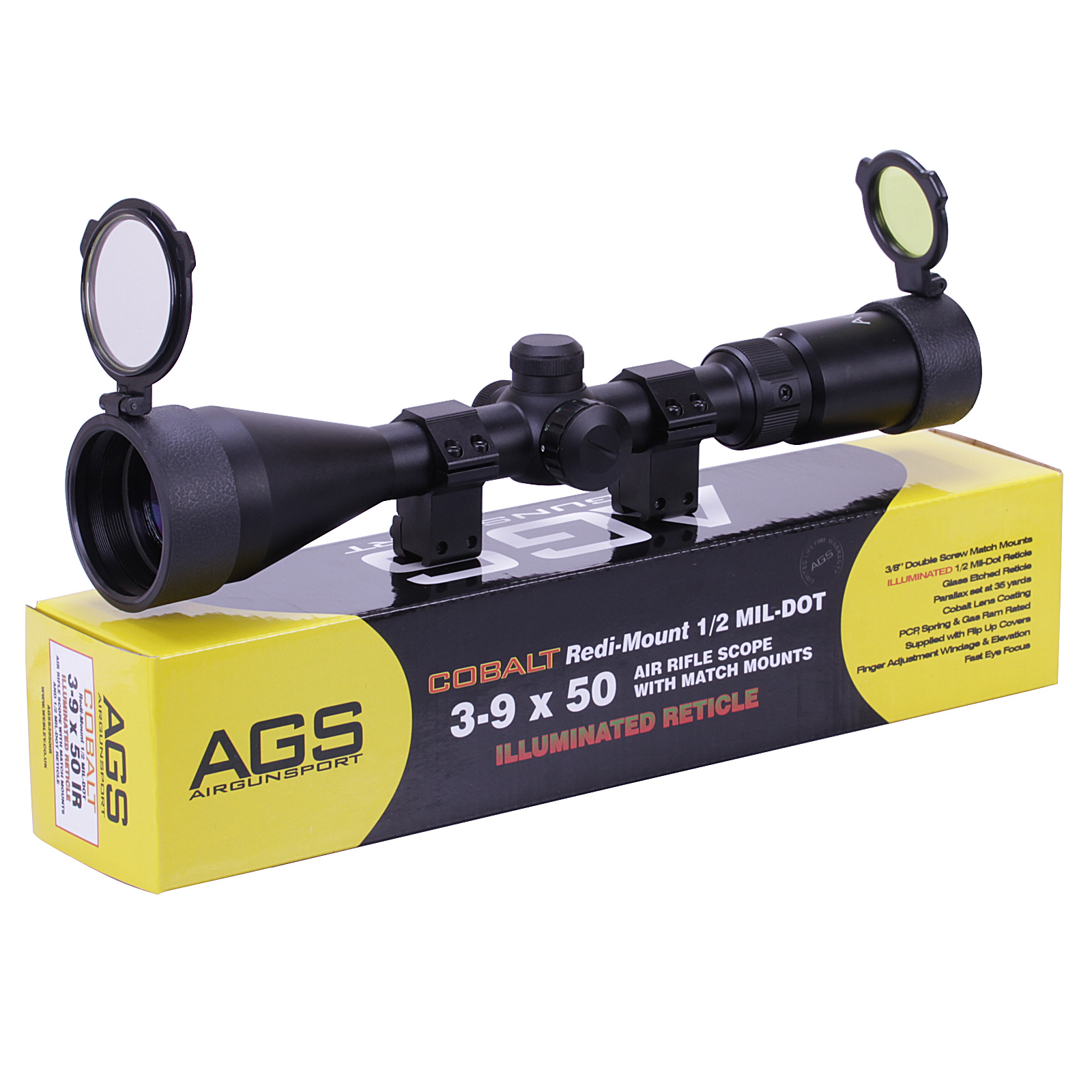 AGS Cobalt 39x50 Illuminated Mil Dot Air Rifle Scope Telescopic Sight + MOUNTS eBay
