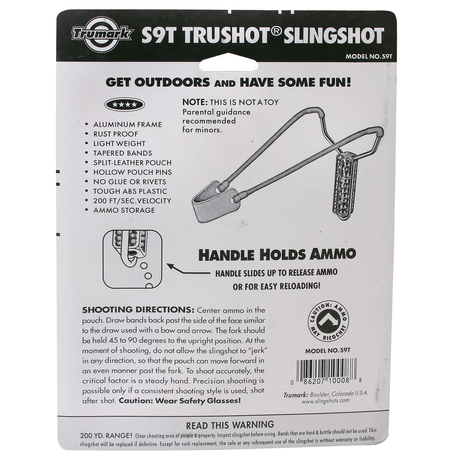 Trumark S9T Slingshot Catapult With In Handle Ammo Storage Sling Shot