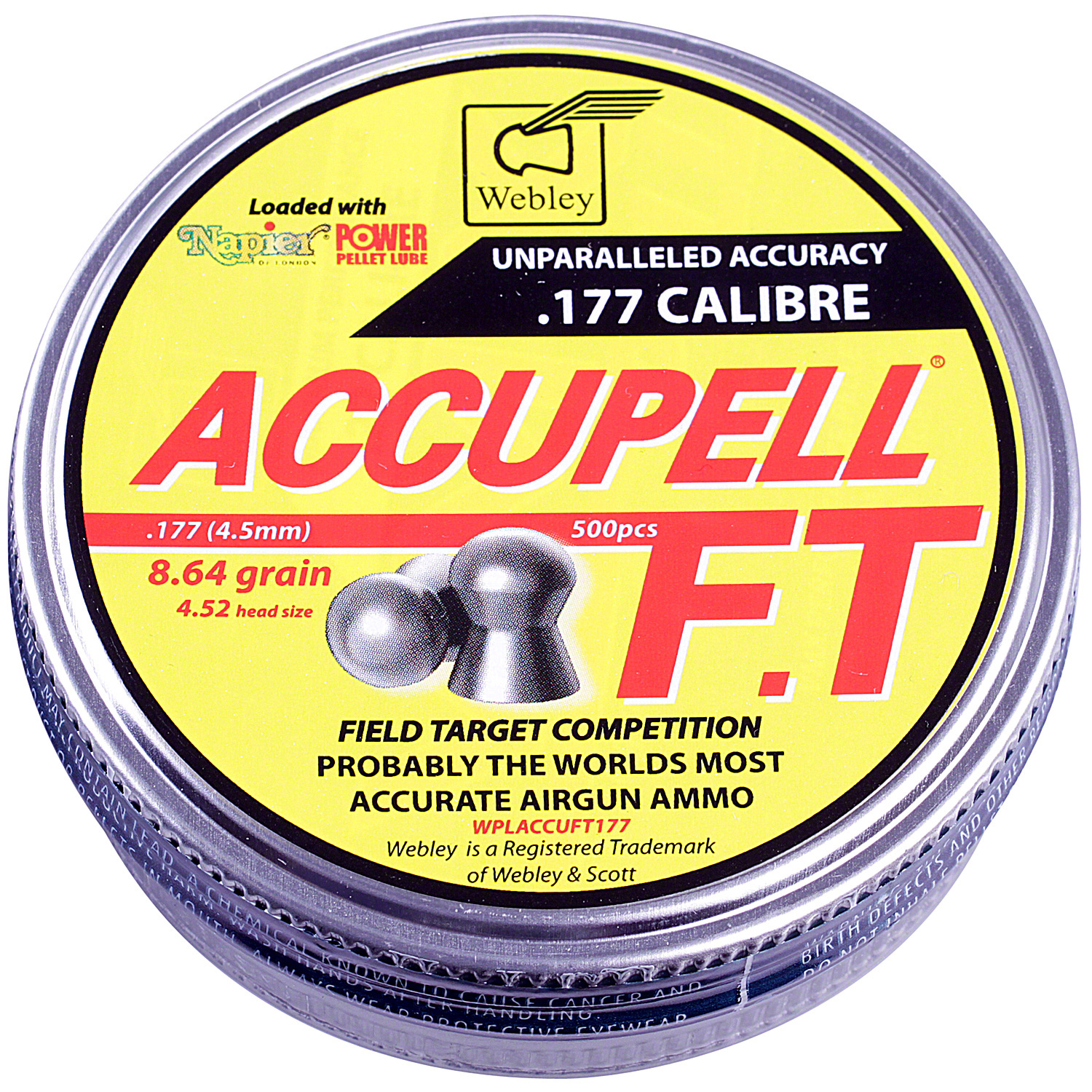 ley AccuPell FT .177 Target Airgun Pellets With Napier Pellet Lube
