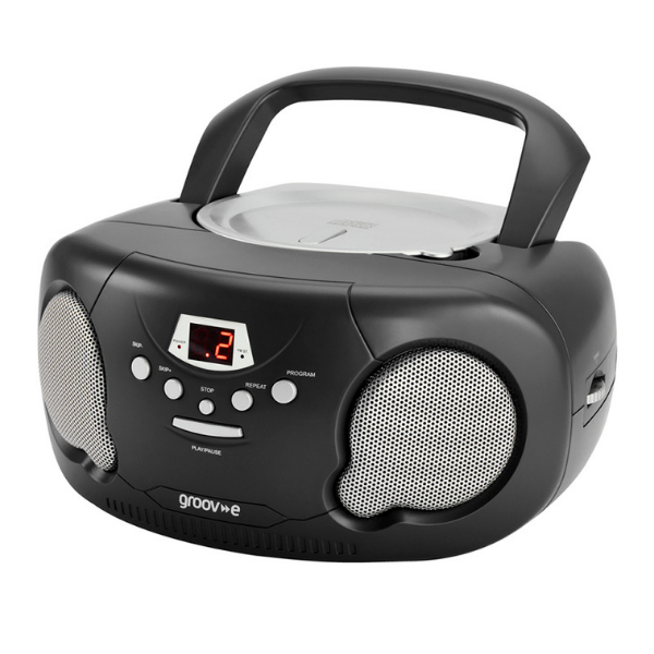 GROOVE BOOMBOX PORTABLE CD PLAYER WITH RADIO AND HEADPHONE JACK