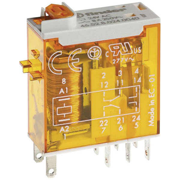 Finder 55.32.9.024.5090 Relè miniaturizzato 24V DC 10A 2 contatti CO LED