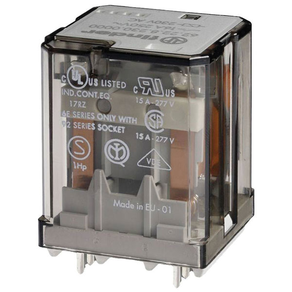 Finder 60.12.9.024.0070 Relè estraibile 24V DC 10A 2 scambi con LED