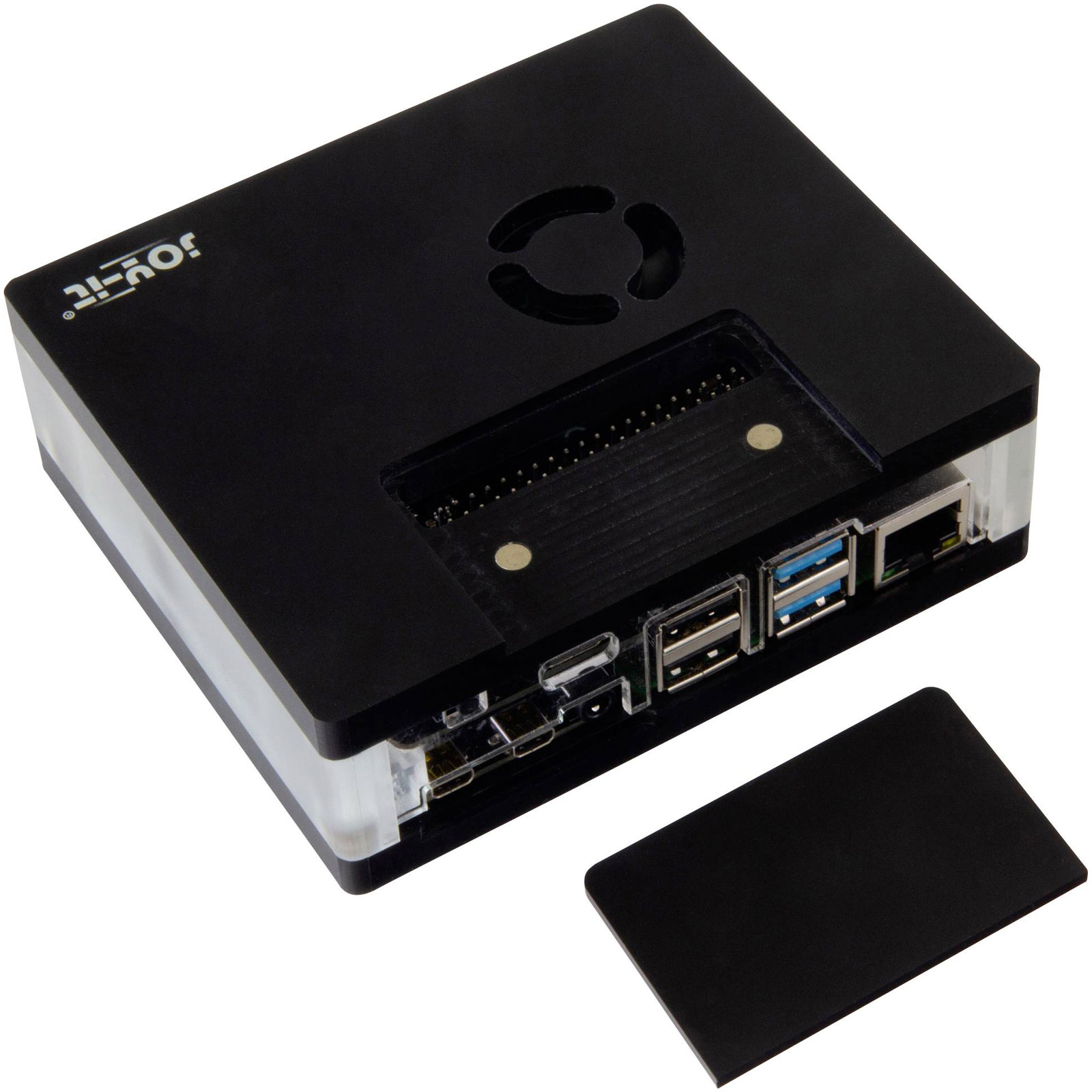 Custodia Joy-it RB-MULTIMEDIACASE01 per Raspberry Pi con raffreddamento attivo,IR,magneti