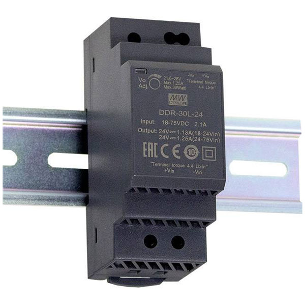 Convertitore CC/CC su guida Mean Well DDR-30L-12 DIN 12V 2.5A 30W 1 uscita