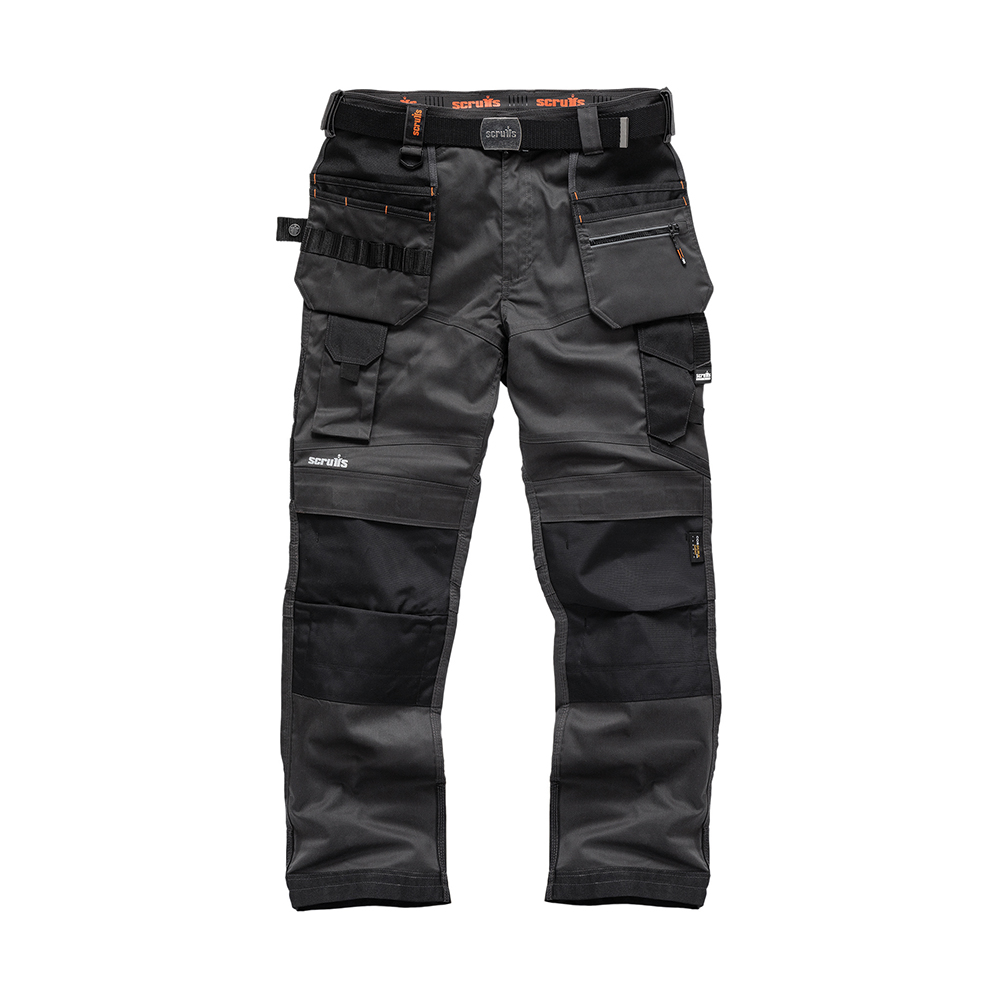Scruffs Pro Flex Holster Trousers Graphite Multi Pockets Tradesman Clothing