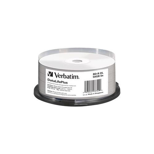 RT03096 VERBATIM 43749 BLU RAY BD-R DL 50GB 6X SPINDLE 25 PACK PRINTABLE