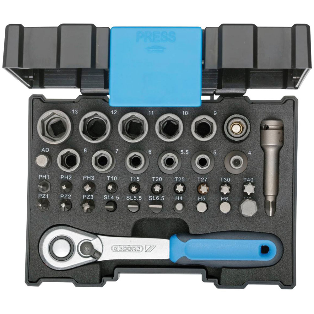 Gedore 2998211 Boîte à douilles avec cliquet 1/4