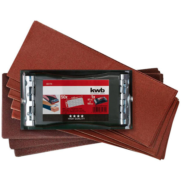 kwb 485170 Handschleifer-Set professionnel 93x230mm pour le ponçage du bois et du métal