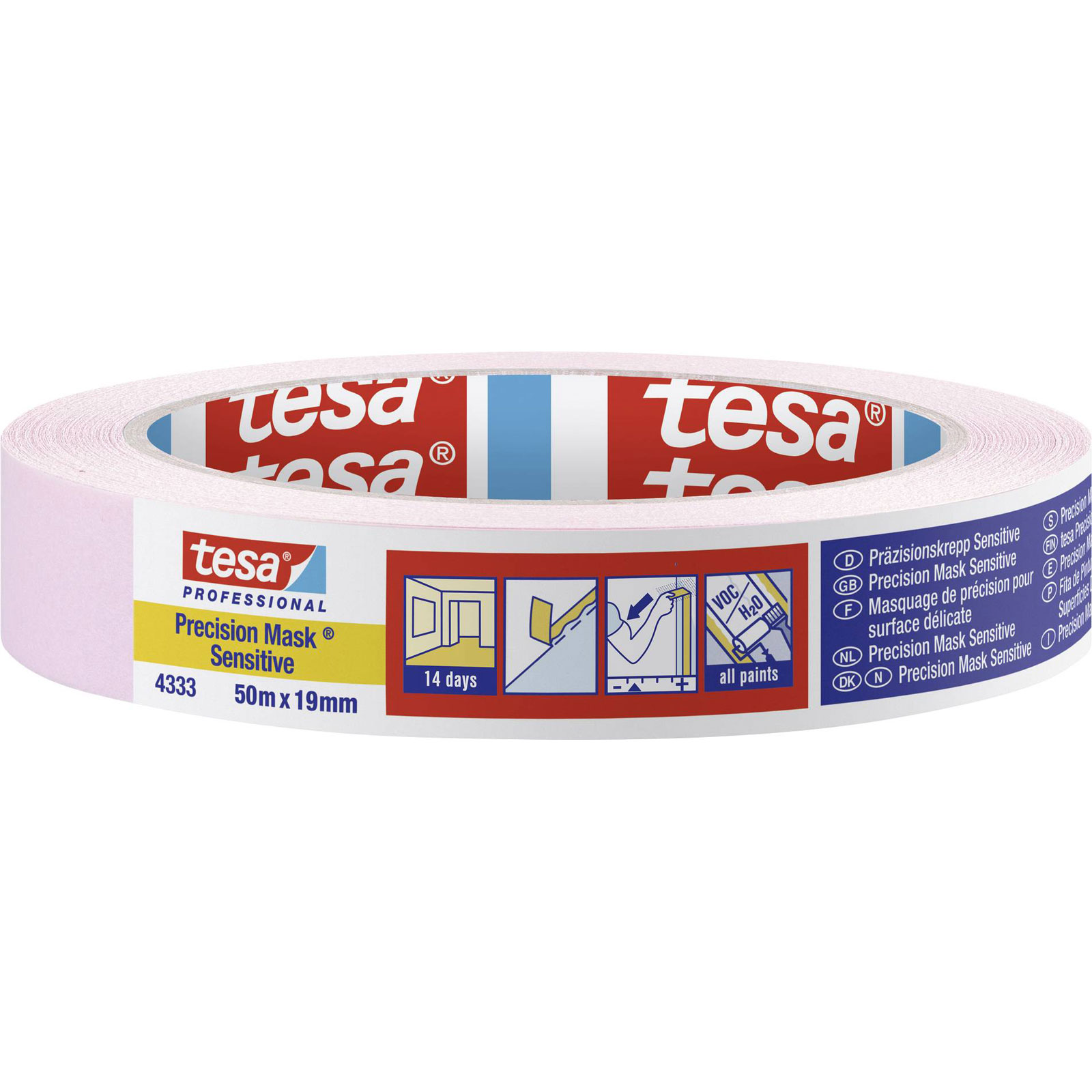 tesa 04333-00017-02 Nastro per mascheratura Precision Sensitive rosa chiaro 50mx19mm