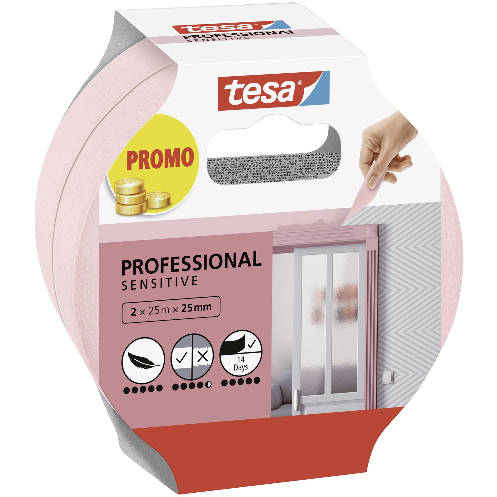 tesa 56267-00000-01 Sensitive Masking Tape rosa 50mx25mm 2pz antistrappo