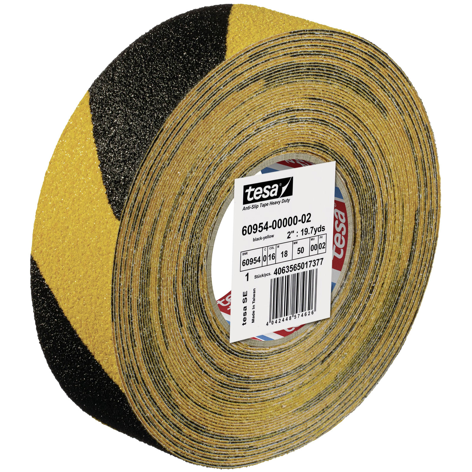 tesa 60954-00000-02 Ruban antidérapant noir/jaune 18 m x 50 mm durable R13
